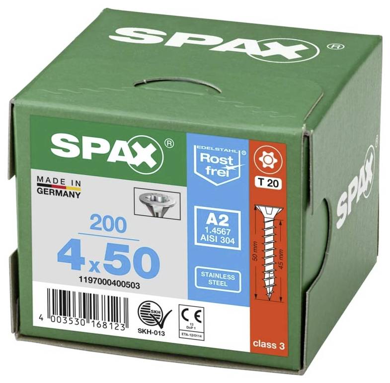 SPAX 1197000400503 Holzschraube 4mm 50mm T-STAR plus Edelstahl A2 200St.