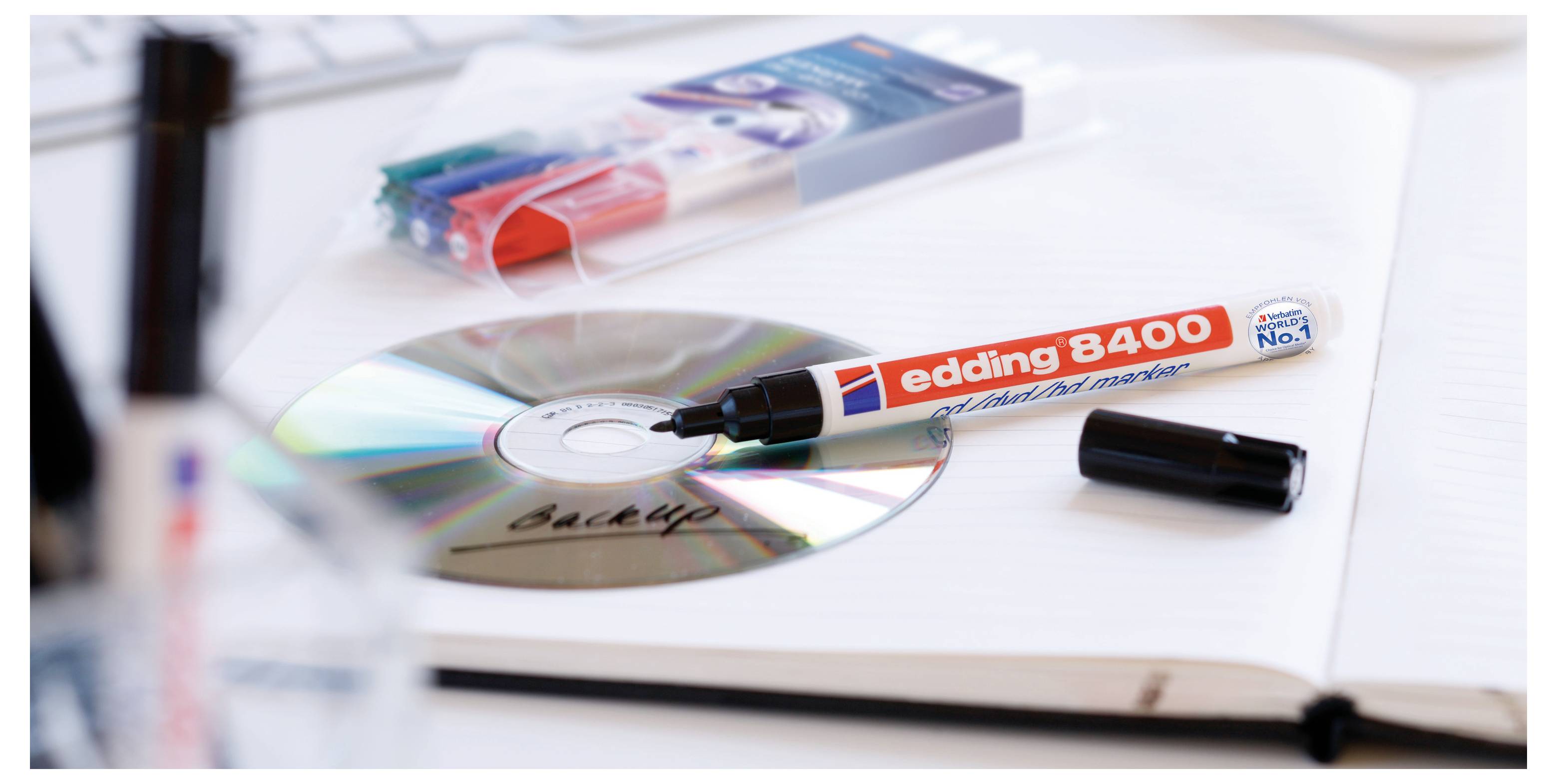Edding 4-8400-4-2 CD/DVD Marker Schwarz, Grün, Rot, Blau 0.5 mm, 1mm