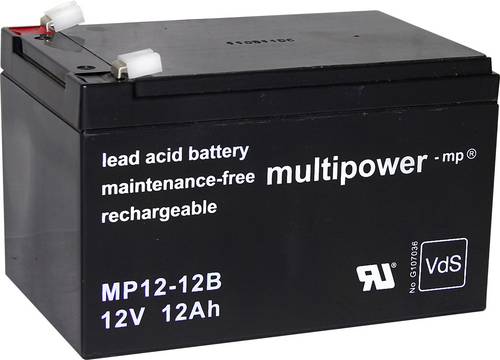 Multipower MP12-12B 117750 Bleiakku 12 V 12 Ah Blei-Vlies (AGM) (B x H x T) 98 x 98 x 151 mm Flachs