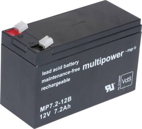 Multipower MP7,2-12B 130628 Bleiakku 12 V 7.2 Ah Blei-Vlies (AGM) (B x H x T) 65 x 102 x 151 mm Fla