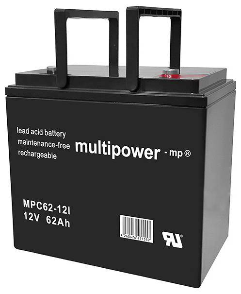 Multipower MPC62-12I 136091 Bleiakku 12V 62Ah Blei-Vlies (AGM) (B x H x T) 226 x 214 x 135mm M6-Schraubanschluss Zyklenfest