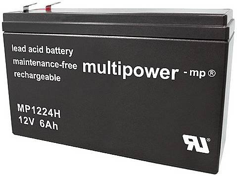Multipower MP1224H 141144 Bleiakku 12V 6Ah Blei-Vlies (AGM) (B x H x T) 51 x 102 x 151mm Flachstecker 6.35mm Wartungsfrei