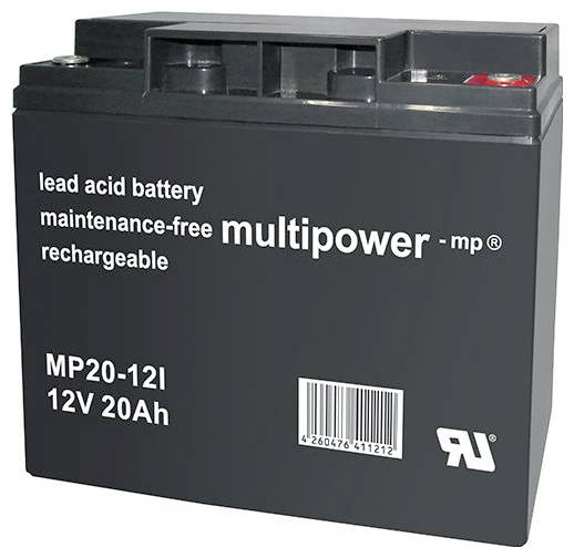 Multipower MP20-12I 142653 Bleiakku 12V 20Ah Blei-Vlies (AGM) (B x H x T) 76 x 167 x 181mm M5-Schraubanschluss Wartungsfrei