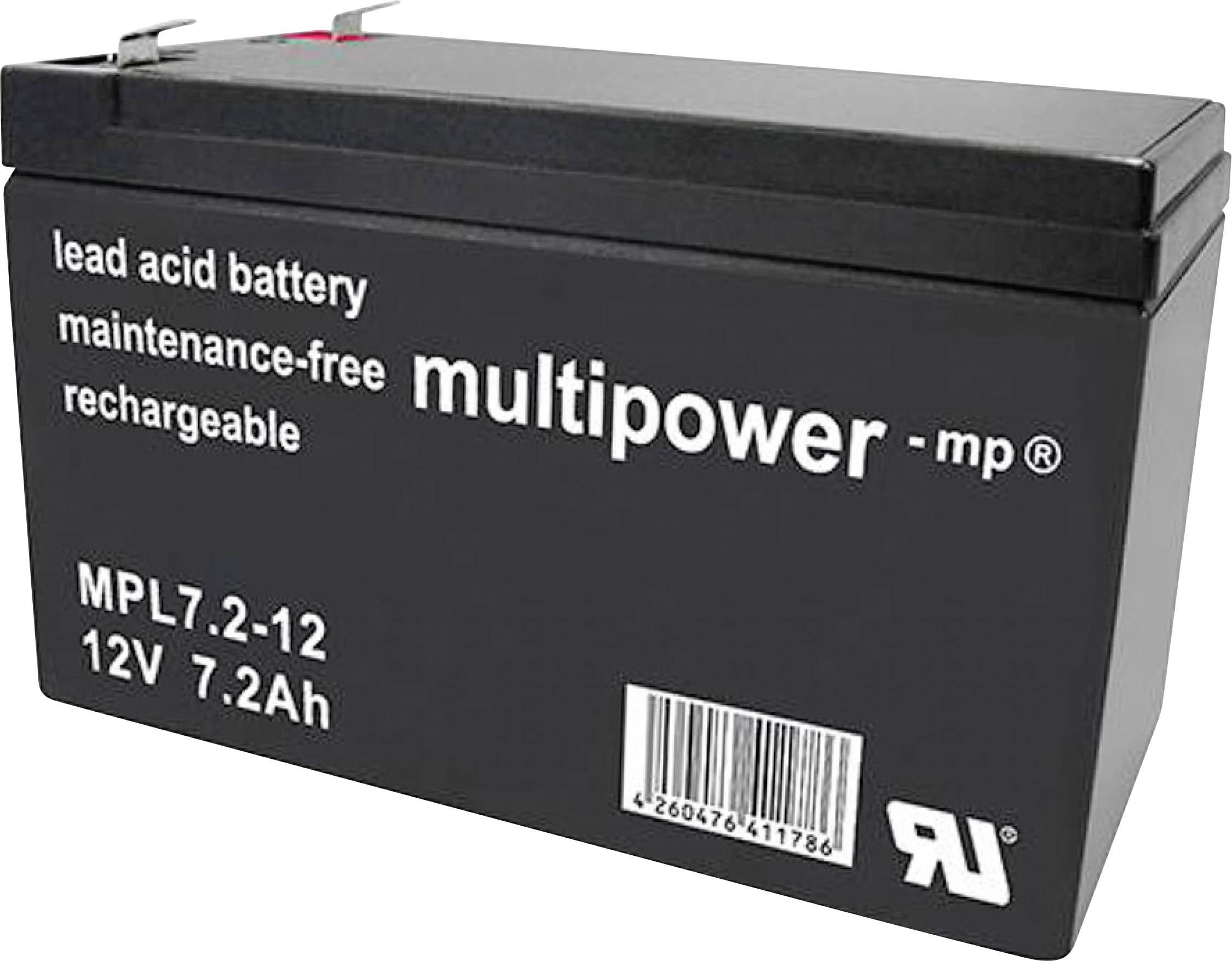 Multipower MPL7,2-12 146649 Bleiakku 12V 7.2Ah Blei-Vlies (AGM) (B x H x T) 65 x 102 x 151mm Flachstecker 6.35mm Wartungsfrei
