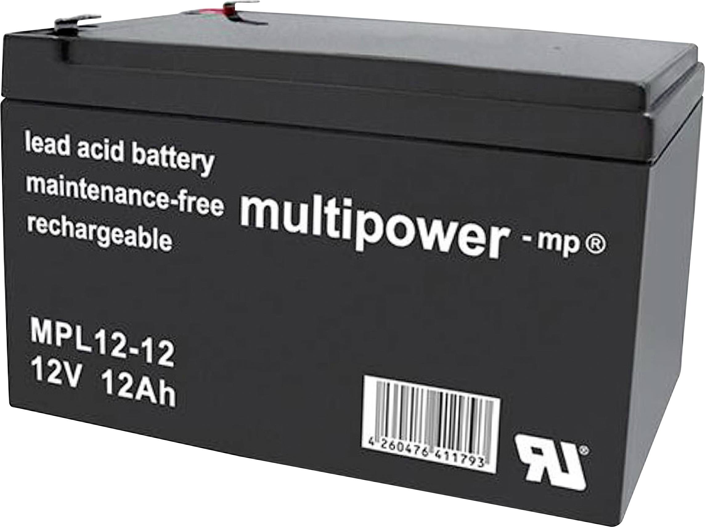 Multipower MPL12-12 146650 Bleiakku 12V 12Ah Blei-Vlies (AGM) (B x H x T) 98 x 98 x 151mm Flachstecker 6.35mm Wartungsfrei