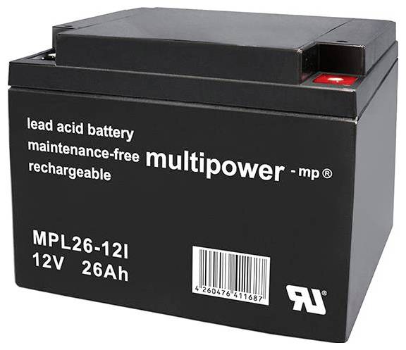 Multipower MPL26-12I 146661 Bleiakku 12V 26Ah Blei-Vlies (AGM) (B x H x T) 175 x 125 x 166mm M5-Schraubanschluss Wartungsfrei