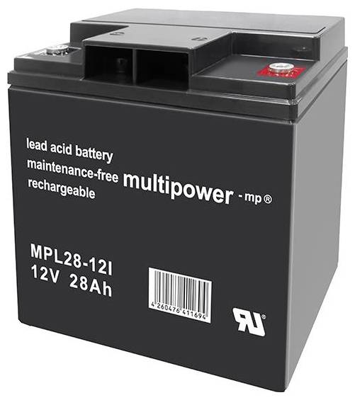 Multipower MPL28-12I 146662 Bleiakku 12V 28Ah Blei-Vlies (AGM) (B x H x T) 166 x 176 x 126mm M5-Schraubanschluss Wartungsfrei