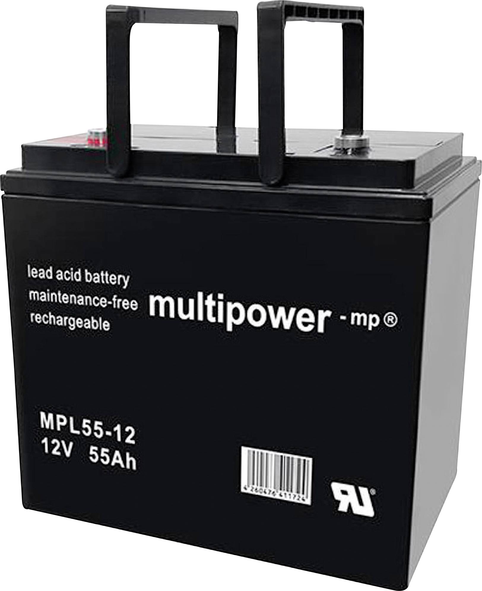 Multipower MPL55-12I 146665 Bleiakku 12V 55Ah Blei-Vlies (AGM) (B x H x T) 226 x 214 x 135mm M6-Schraubanschluss Wartungsfrei