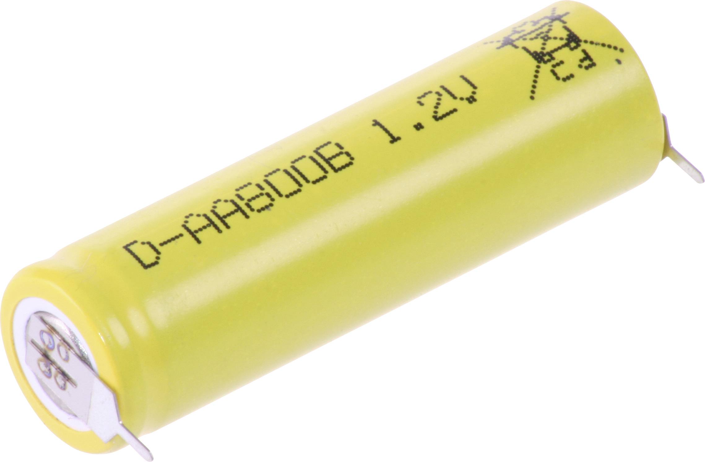 Eine gelbe zylindrische Batterie mit der Aufschrift 