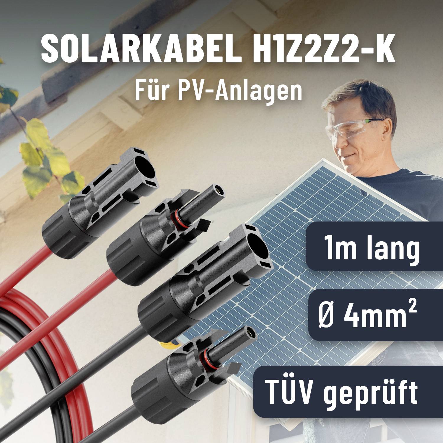 Absina 910000 Verlängerungskabel 4mm² Kabellänge 1m