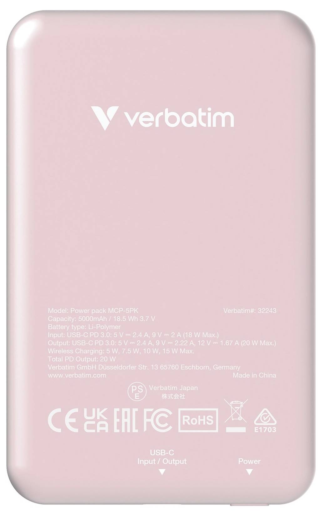 Verbatim Charge 'n' Go Magnetic Wireless Powerbank 5000 mAh Fast Charge, Quick Charge 3.0, USB PD 3.0, Adaptive Fast Charge LiPo