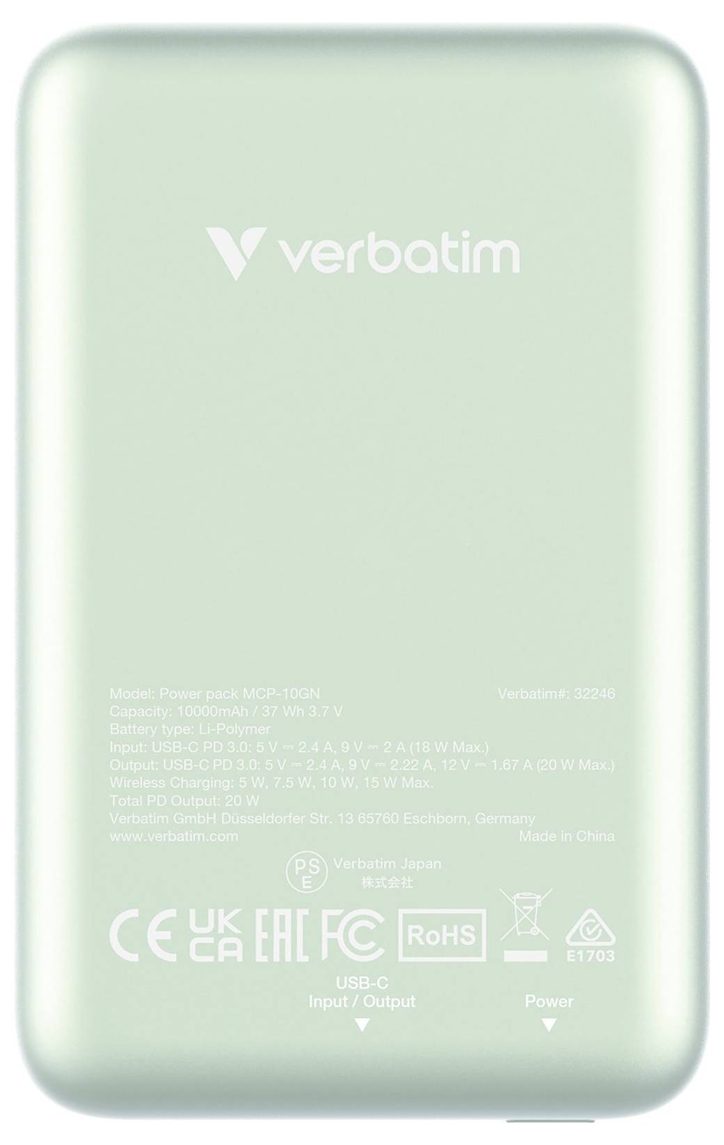 Verbatim Charge 'n' Go Magnetic Wireless Powerbank 10000 mAh Fast Charge, Quick Charge 3.0, USB PD