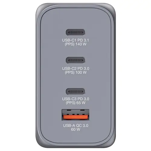 Verbatim GNC-240 GaN Reiseladeadapter 240W 1x USB-A, 3x USB-C® USB PD, USB PD 3.1, QC 3.0 Grau GaN, mit Europa-Adapter, mit Verbatim GNC-240 GaN Reiseladeadapter 240W 1x USB-A, 3x USB-C® USB PD, USB PD 3.1, QC 3.0 Grau GaN, mit Europa-Adapter, mit