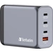 Verbatim GNC-200 GaN Reiseladeadapter 200 W 1x USB-A, 3x USB-C® USB PD, USB PD 3.0, QC 3.0 Grau GaN Verbatim GNC-200 GaN Reiseladeadapter 200 W 1x USB-A, 3x USB-C® USB PD, USB PD 3.0, QC 3.0 Grau GaN