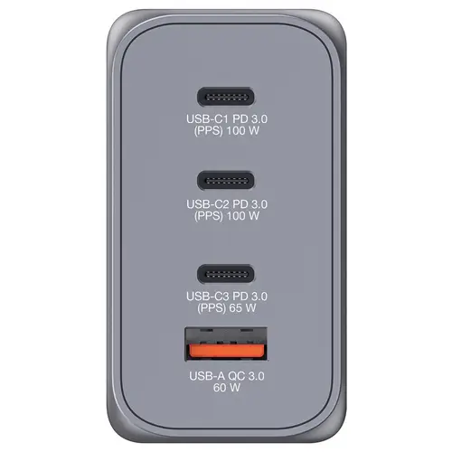 Verbatim GNC-200 GaN Reiseladeadapter 200 W 1x USB-A, 3x USB-C® USB PD, USB PD 3.0, QC 3.0 Grau GaN Verbatim GNC-200 GaN Reiseladeadapter 200 W 1x USB-A, 3x USB-C® USB PD, USB PD 3.0, QC 3.0 Grau GaN