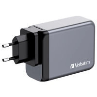 Verbatim GNC-200 GaN Reiseladeadapter 200 W 1x USB-A, 3x USB-C® USB PD, USB PD 3.0, QC 3.0 Grau GaN Verbatim GNC-200 GaN Reiseladeadapter 200 W 1x USB-A, 3x USB-C® USB PD, USB PD 3.0, QC 3.0 Grau GaN