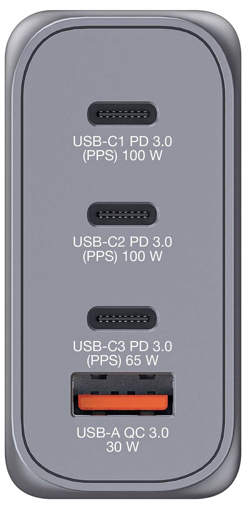 Verbatim GNC-100 Reiseladeadapter 100W 1x USB-A, 3x USB-C® USB PD, USB PD 3.0, QC 3.0 Grau GaN, mit Europa-Adapter, mit