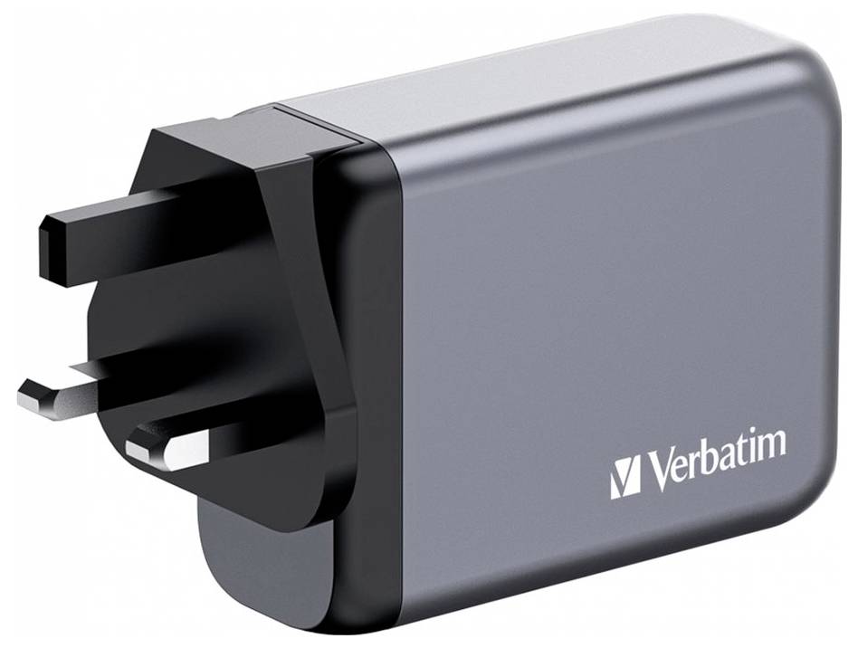 Verbatim GNC-100 Reiseladeadapter 100W 1x USB-A, 3x USB-C® USB PD, USB PD 3.0, QC 3.0 Grau GaN, mit Europa-Adapter, mit