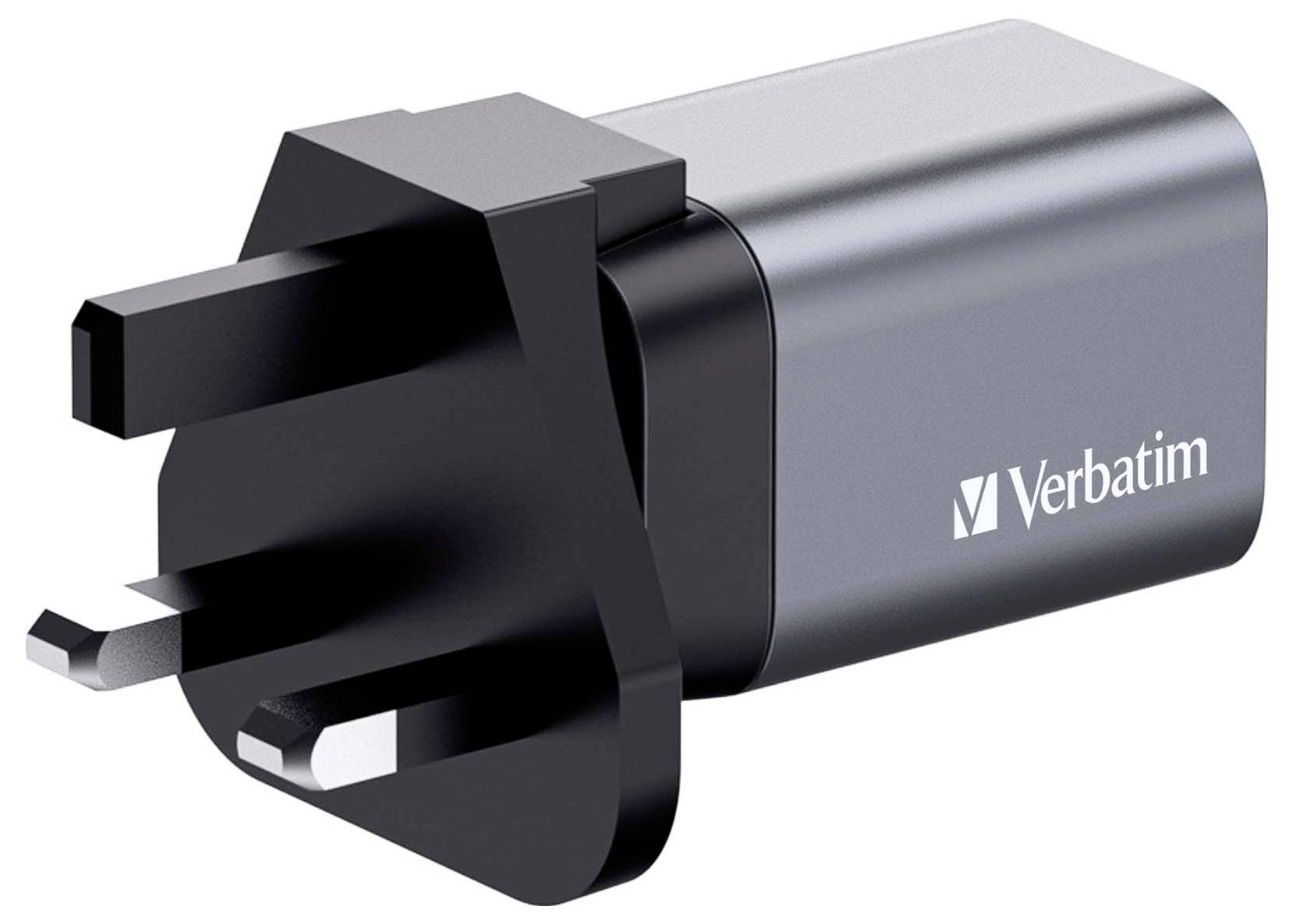 Verbatim GNC-35 GaN Reiseladeadapter 35W 1x USB-A, 1x USB-C® USB PD, USB PD 3.0, QC 3.0 Grau GaN, mit Europa-Adapter, mit