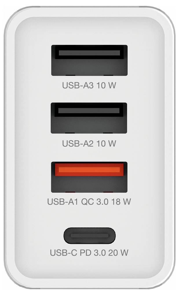 Verbatim CHR-30EU2 USB Ladegerät 30W 3x USB-A, 1x USB-C® USB PD, QC 3.0, USB PD 3.0 Weiß