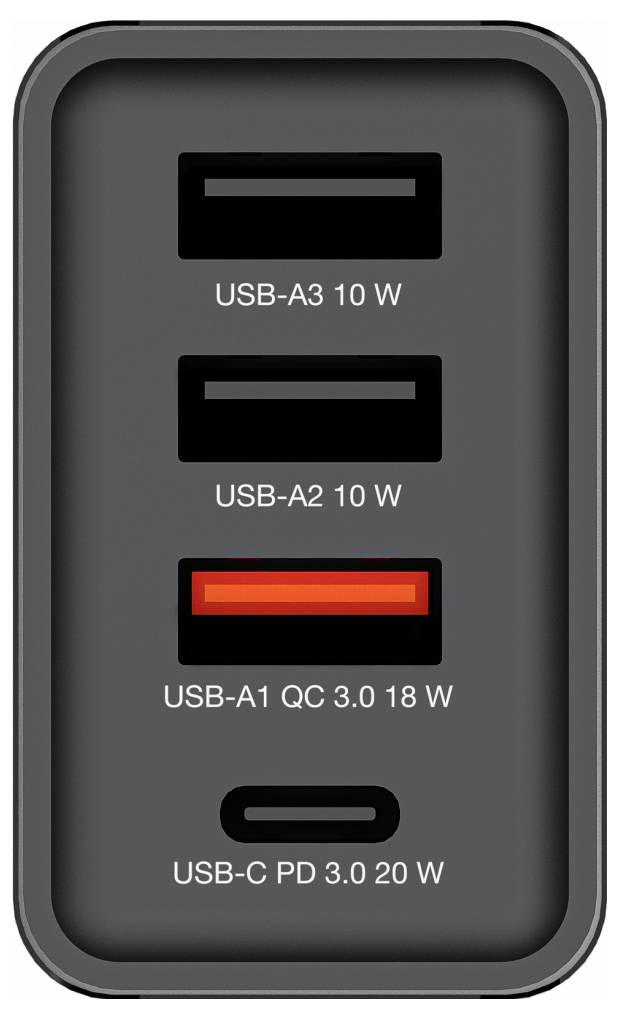 Verbatim CHR-30EU1 USB Ladegerät 30W 3x USB-A, 1x USB-C® USB PD, QC 3.0, USB PD 3.0 Schwarz