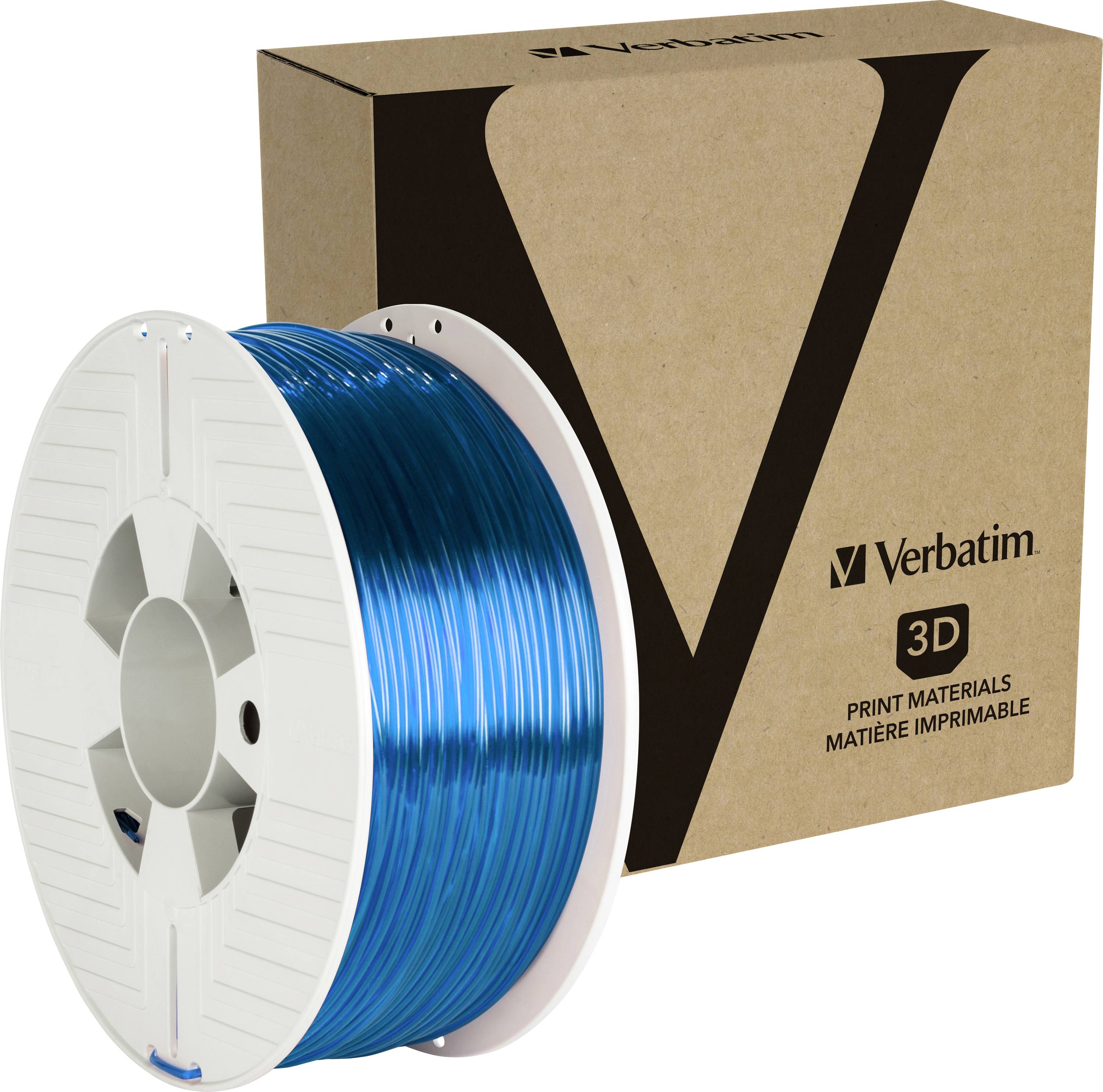 Verbatim 55064 55064 Filament PETG schlagfest, flexibel 2.85mm 1kg Blau, Transparent 1St.
