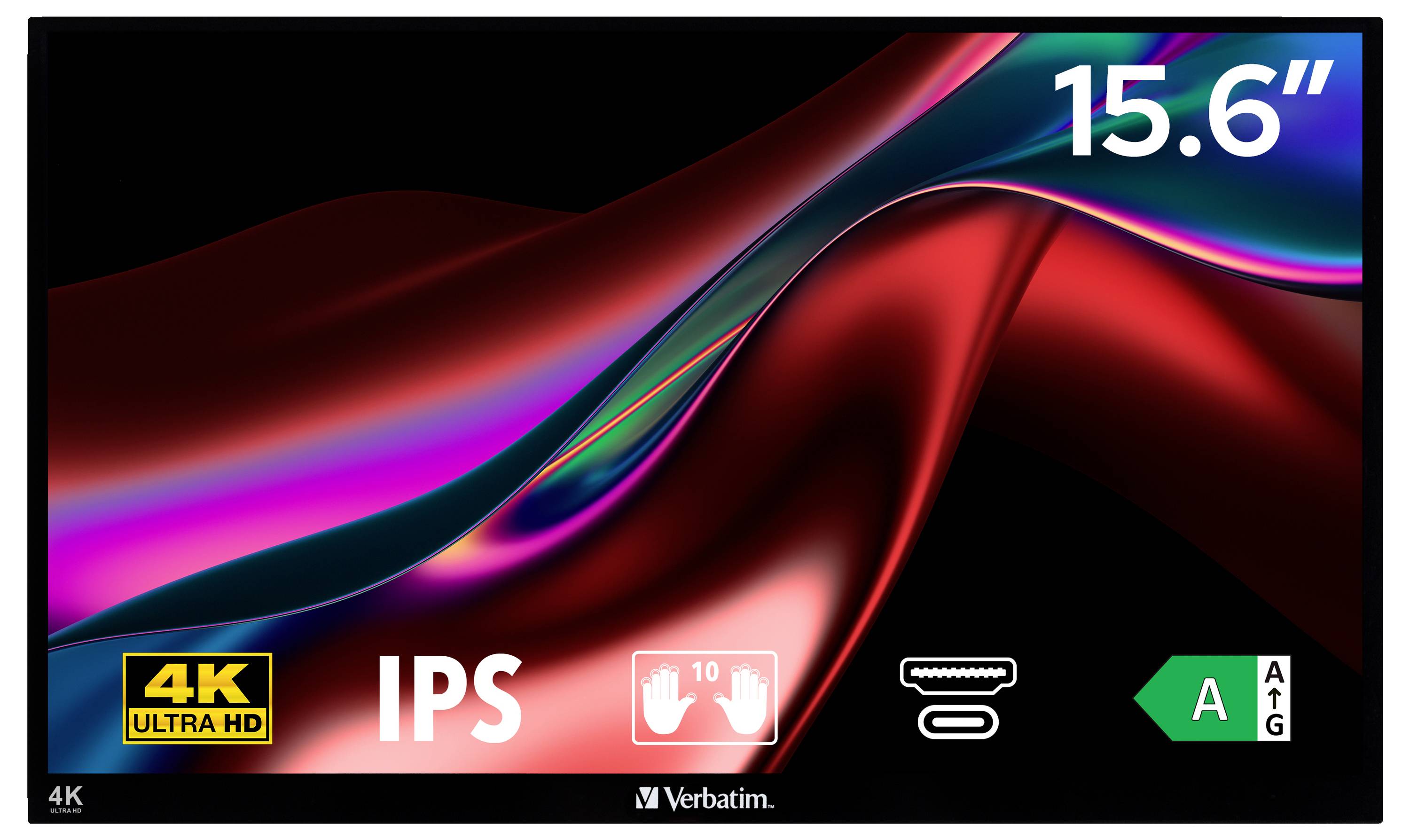 Laptopmonitor mit 15,6-Zoll-Display, 4K Ultra HD, IPS-Technologie und Touchfunktion. Energiesparklasse A.