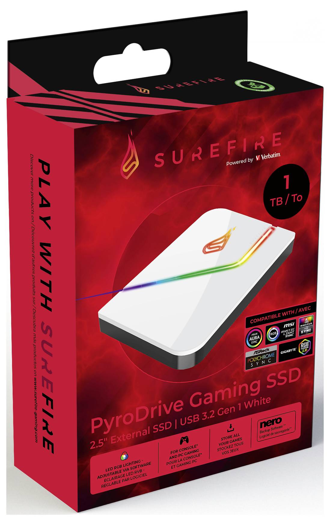 SureFire PyroDrive Gaming 1TB Externe SSD USB-C® (USB 3.2 Gen 1) Weiß 53692