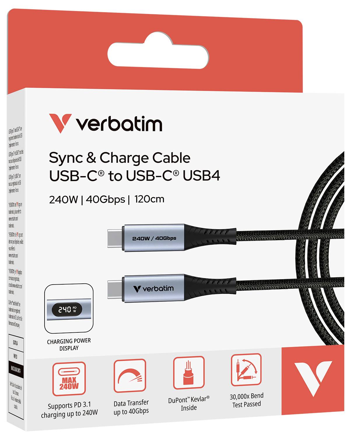 Verbatim Handy Kabel [1x USB4® Stecker - 1x USB4® Stecker] 1.2 m USB-C® (USB4®)