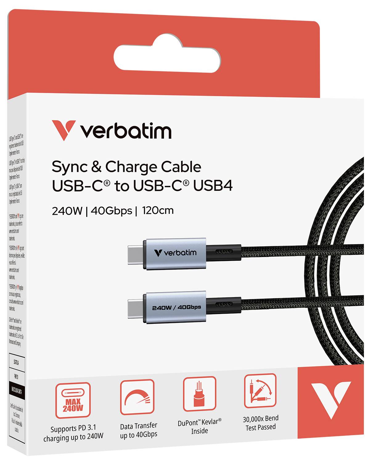 Verbatim Sync & Charge Handy Kabel [1x USB4® Stecker - 1x USB4® Stecker] 1.2m USB-C® (USB4®)