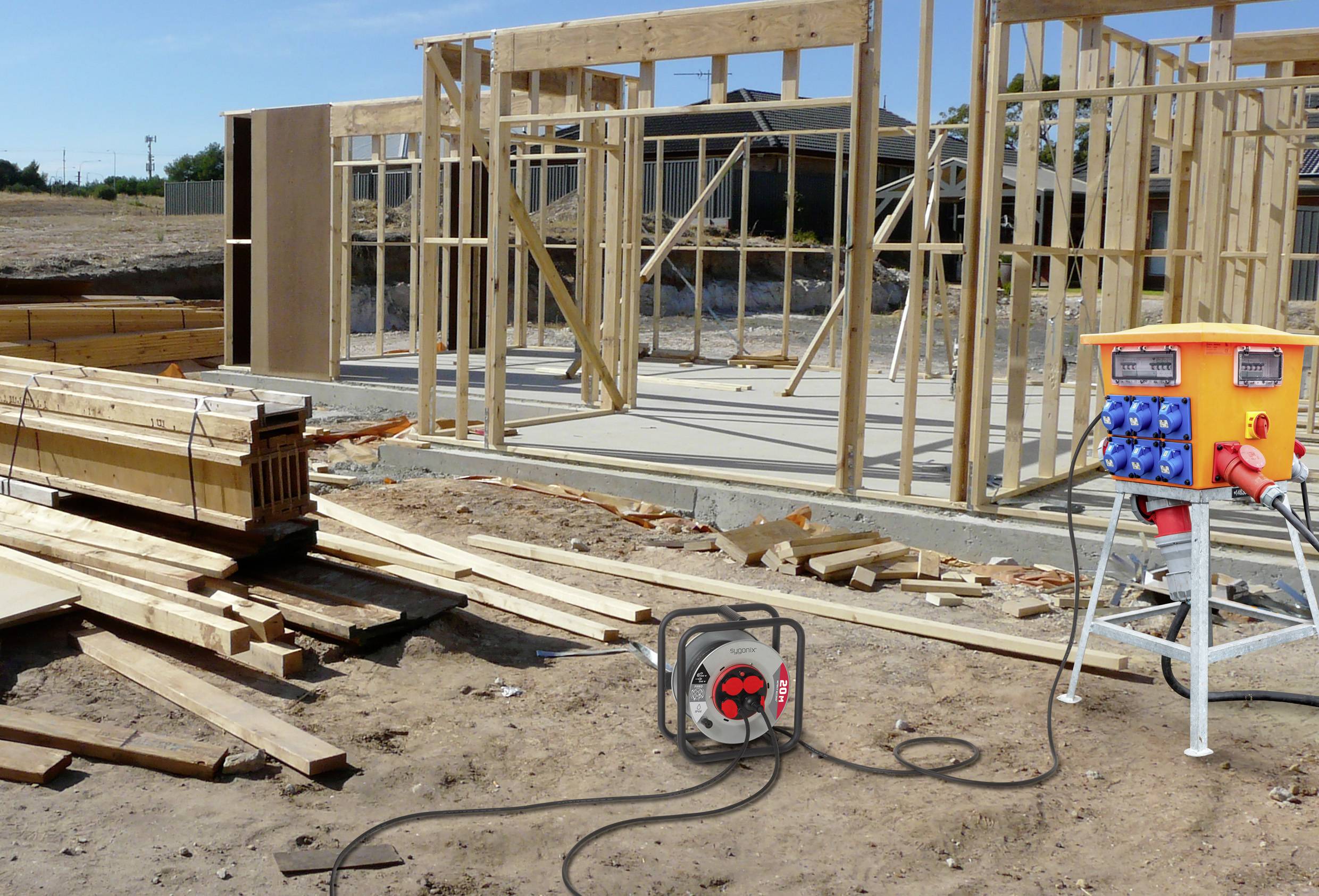 Sygonix SY-10236117 Kabeltrommel 20m Schwarz Schutzkontakt-Stecker