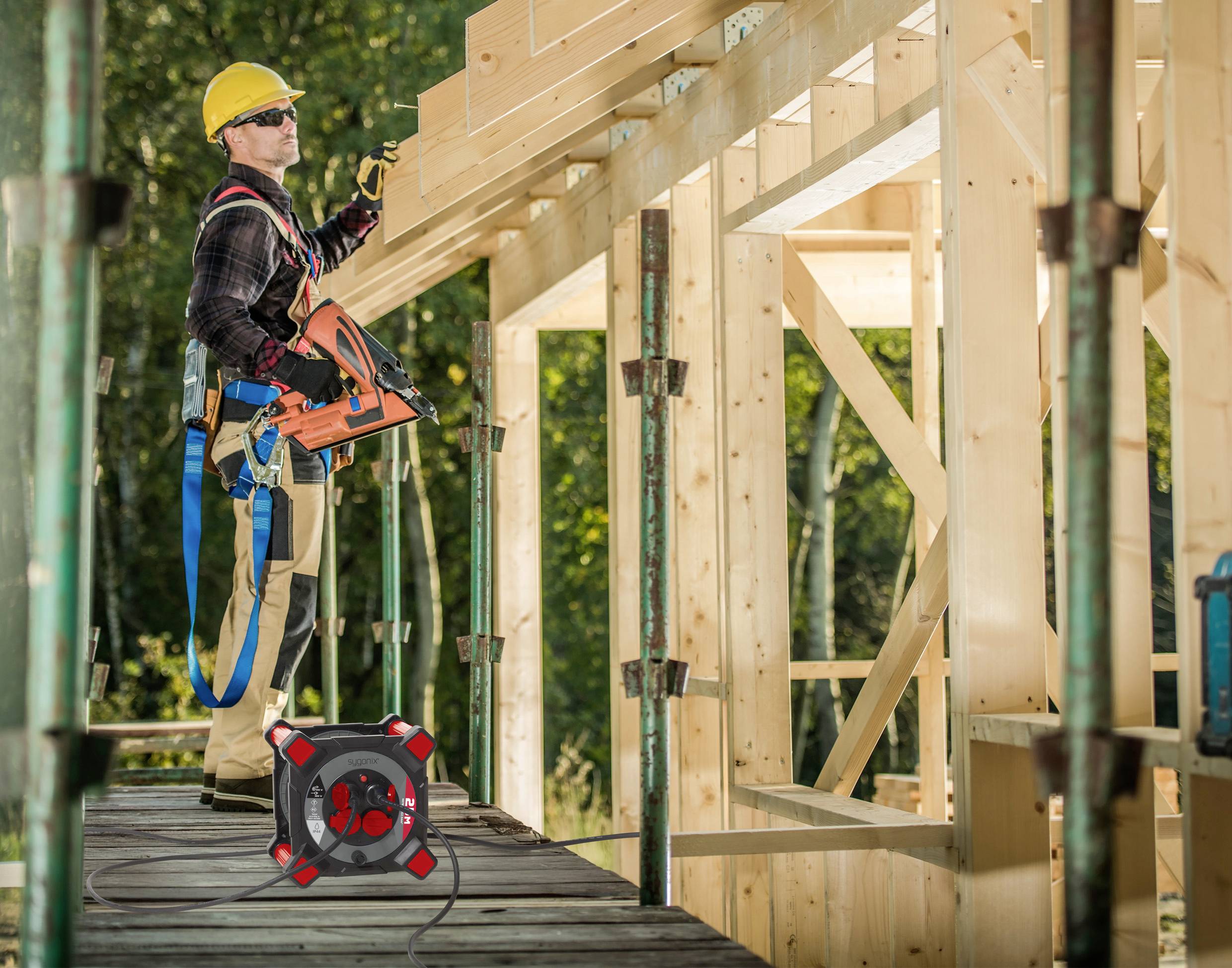 Sygonix SY-10236123 Kabeltrommel 25m Schwarz Schutzkontakt-Stecker