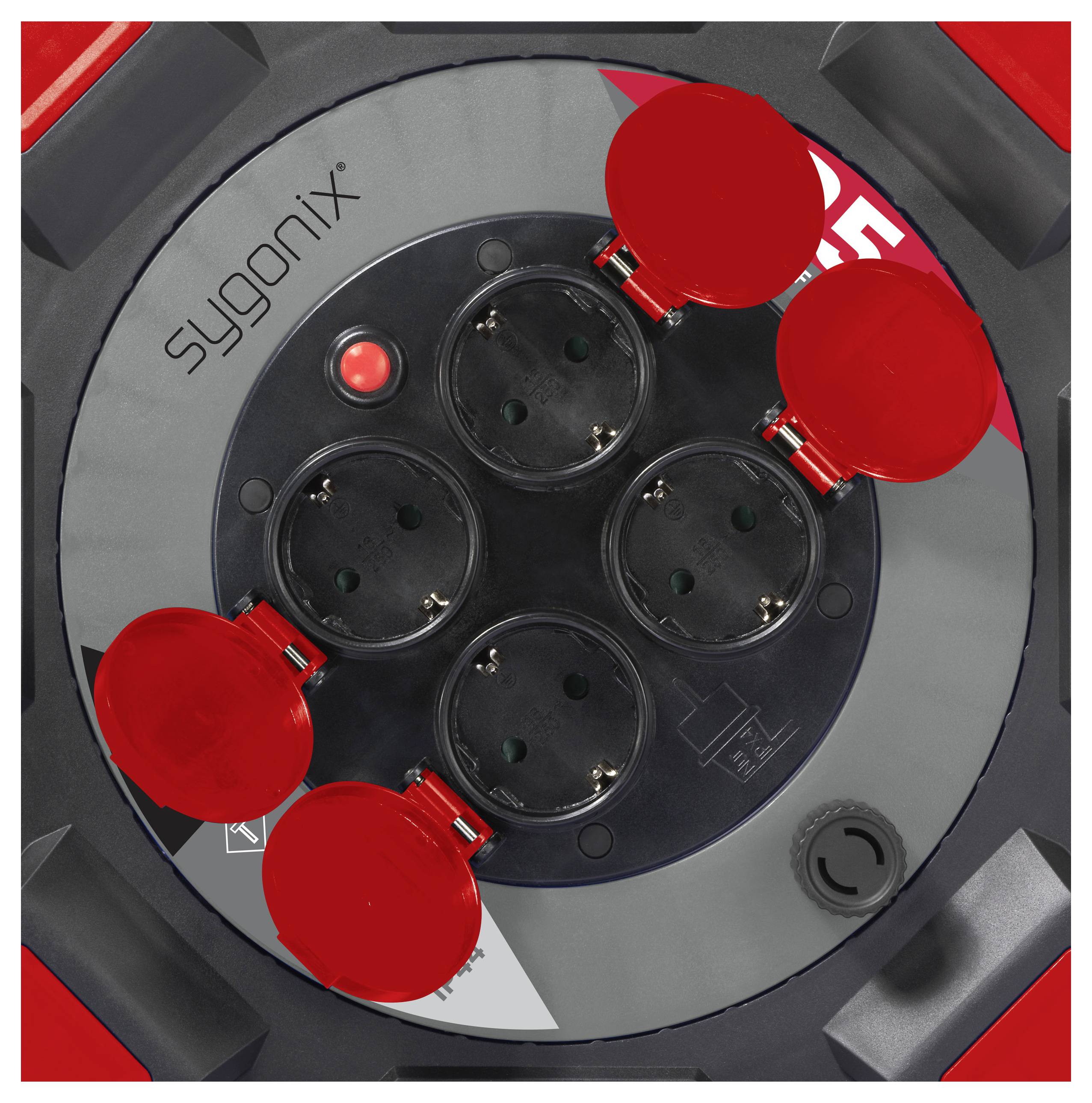 Sygonix SY-10236123 Kabeltrommel 25m Schwarz Schutzkontakt-Stecker