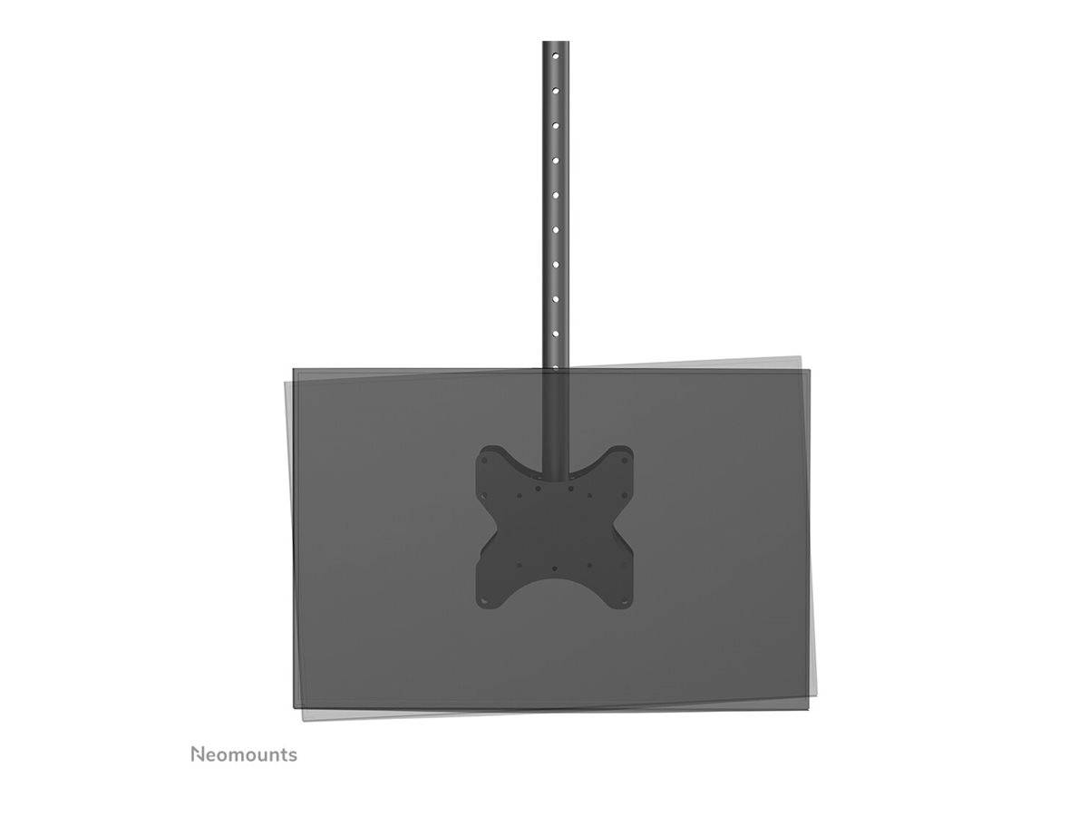 Ein schwarzer TV-Halterungsmechanismus ist auf einem schwenkbaren Ständer montiert.