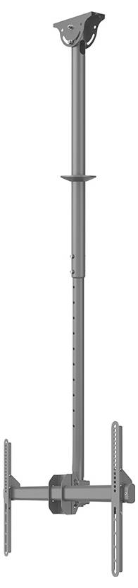 Deckenhalterung für Fernseher, mit verstellbarer Länge und neigbarem Schwenkmechanismus für flexible Positionierung.