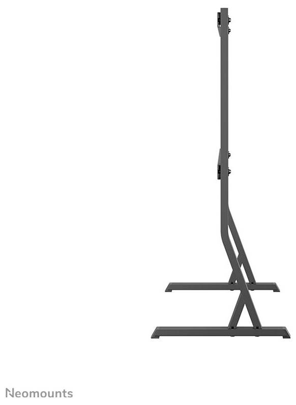 Metallständer seitlich, vorgesehen für Monitor- oder TV-Halterung. Schlankes Design mit stabiler Basis, für professionellen Einsatz.