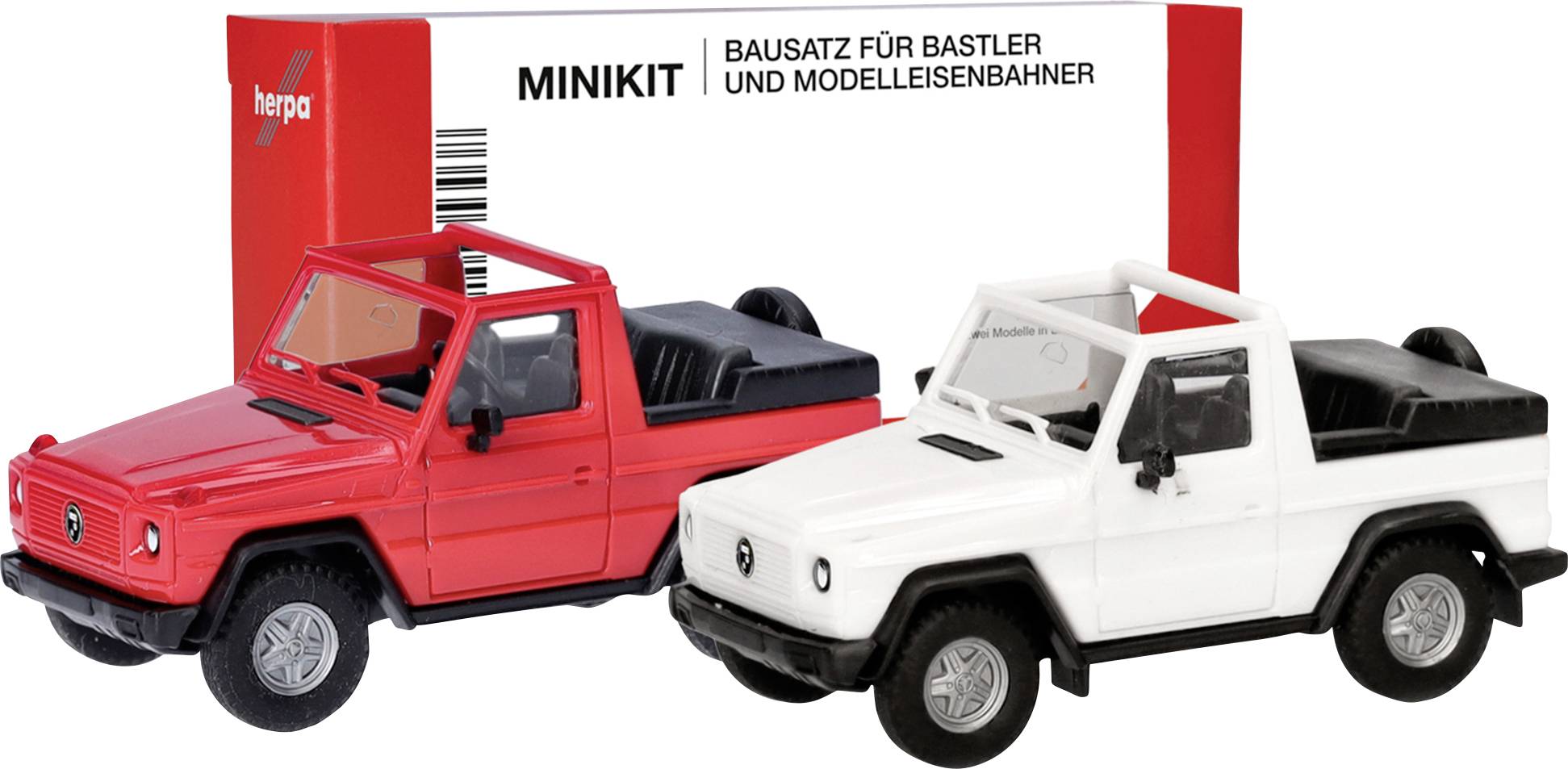 Herpa 012744 H0 PKW Modell Puch G-Klasse (W460) Cabrio, weiß und rot