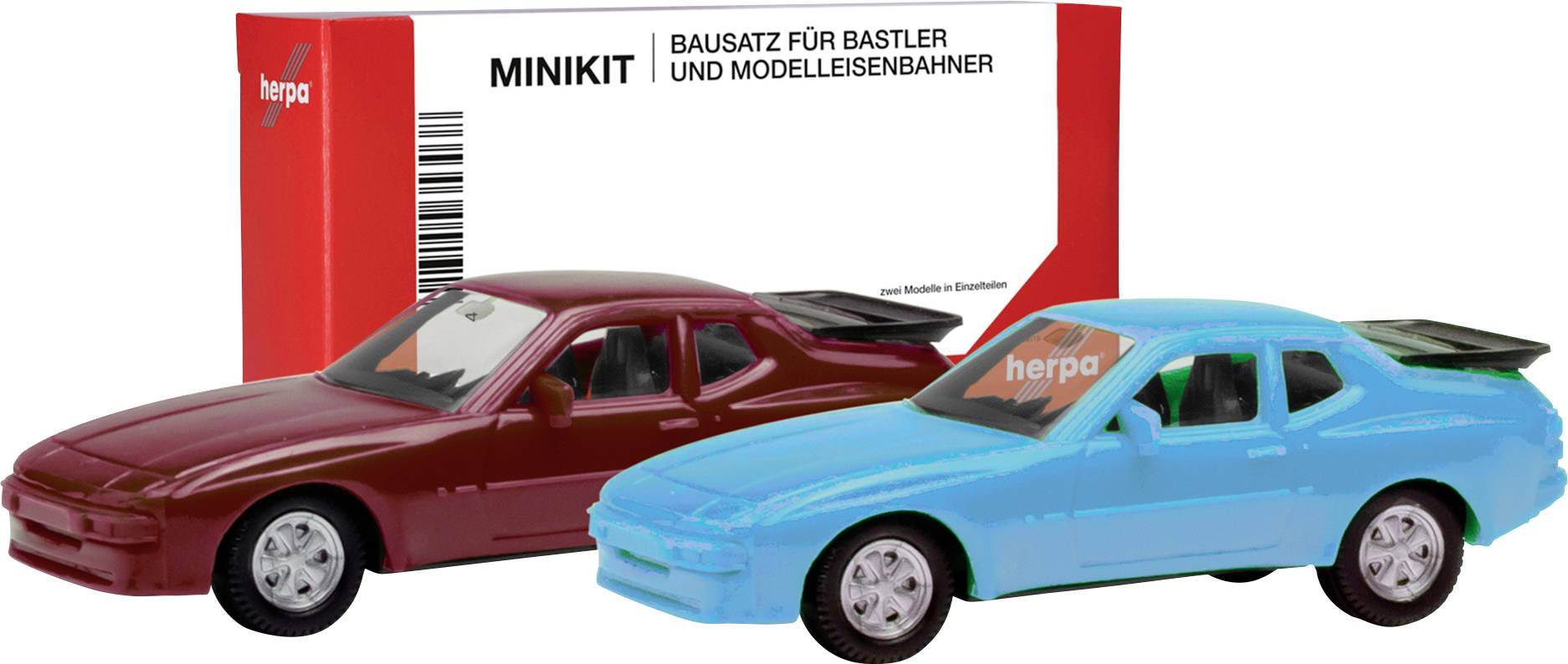 Herpa 012768-004 H0 PKW Modell Porsche 944, rot und blau