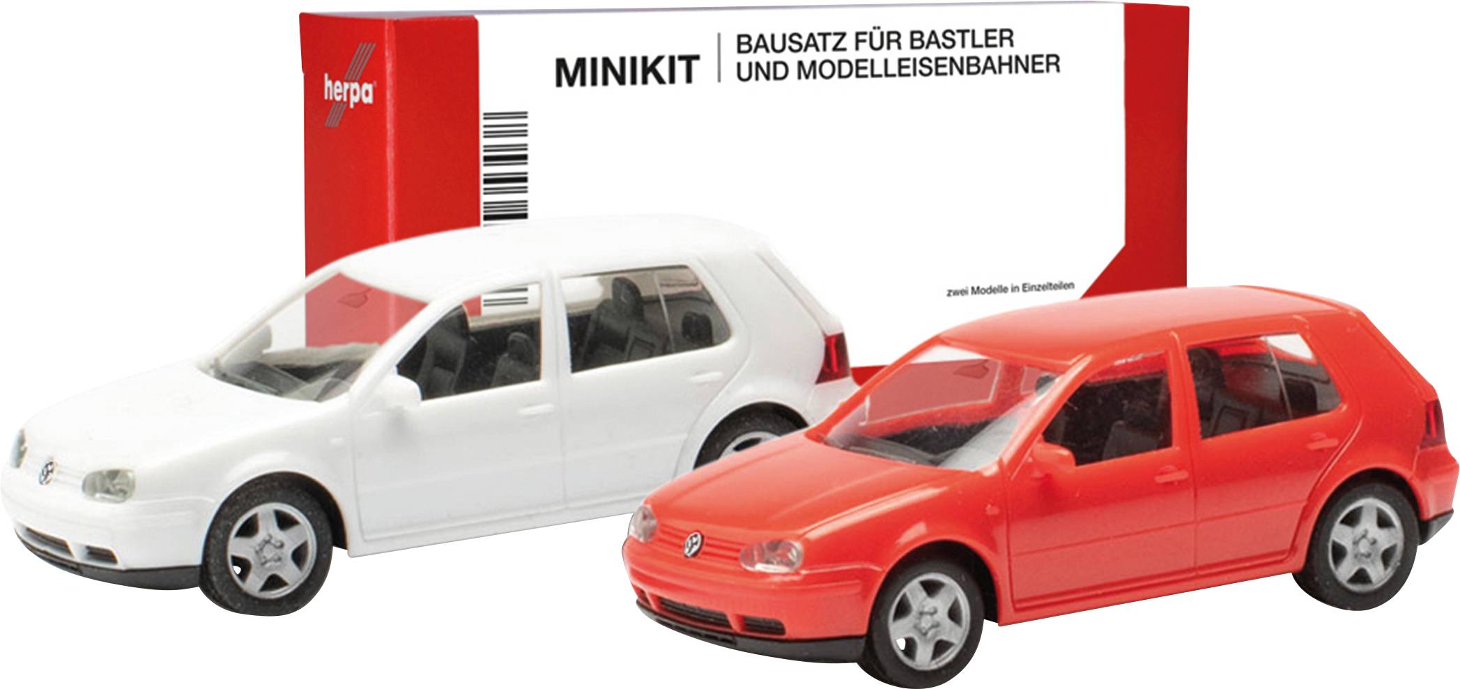 Herpa 013956 H0 PKW Modell Volkswagen Golf IV 4-türig, rot und weiß
