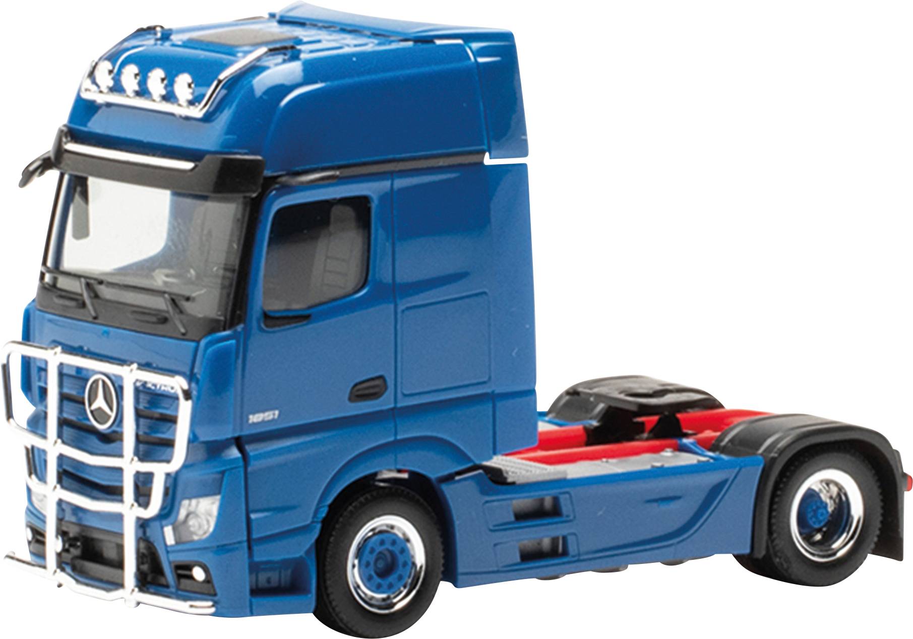 Herpa 311533-005 H0 LKW Modell Mercedes Benz Actros Gigaspace Solozugmaschine 2-achs mit Lampenbügel und Rammschutz, enzianblau