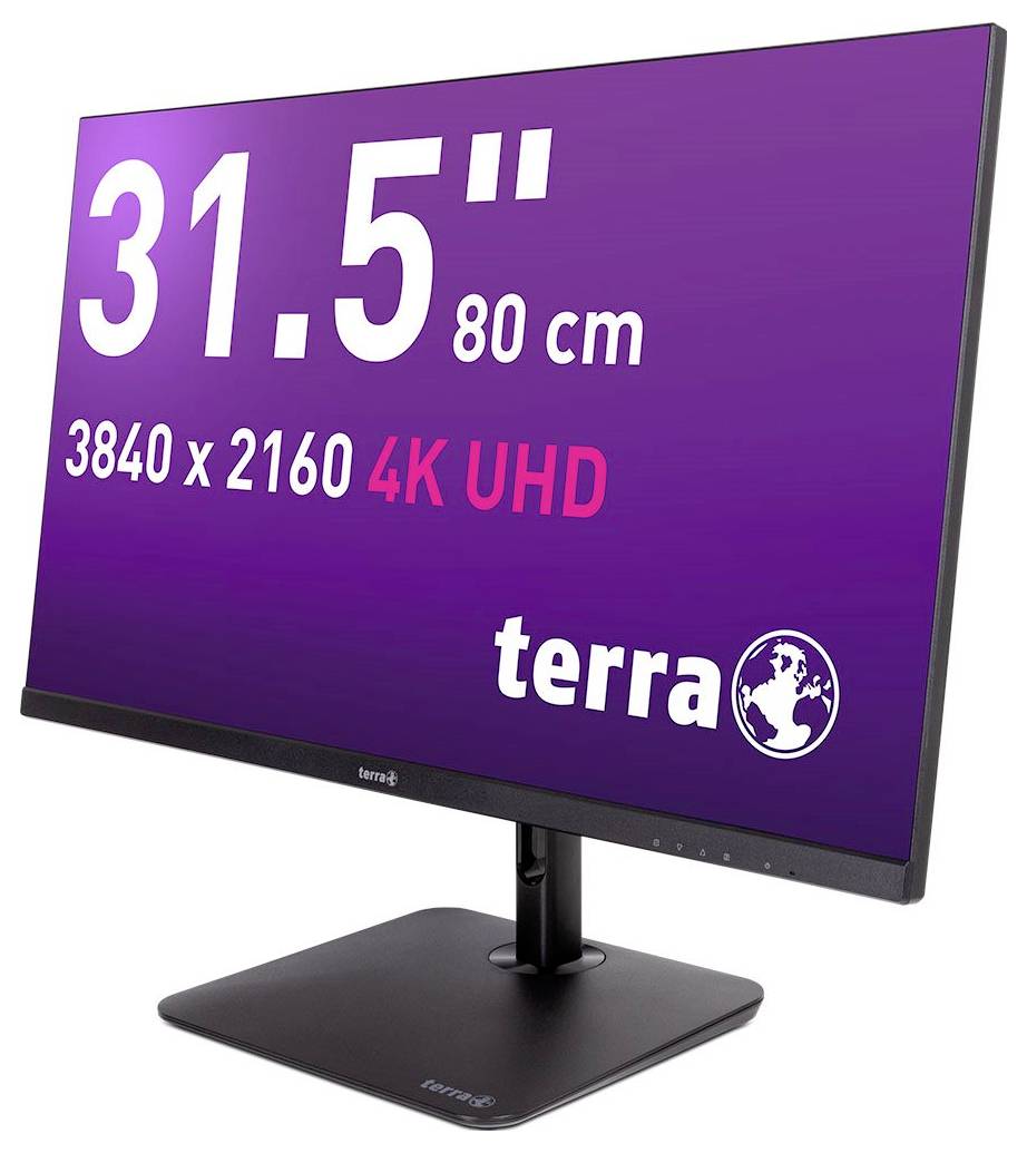31,5 Zoll (80 cm) Monitor, 3840 x 2160 4K UHD Auflösung, Marke 'terra'.