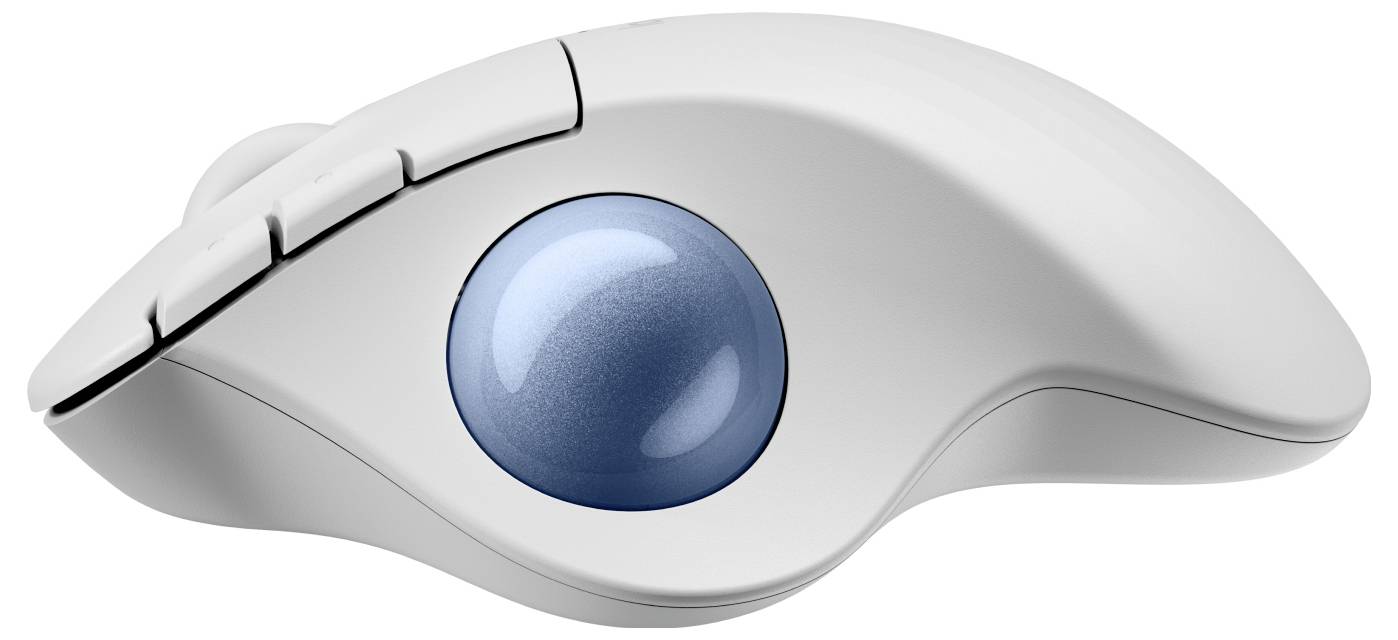 Logitech ERGO M575S Trackball Bluetooth®, Kabellos Blau, Weiß 5 Tasten 2000 dpi Daumenrad, mit Trackball, Geräuscharme Tasten