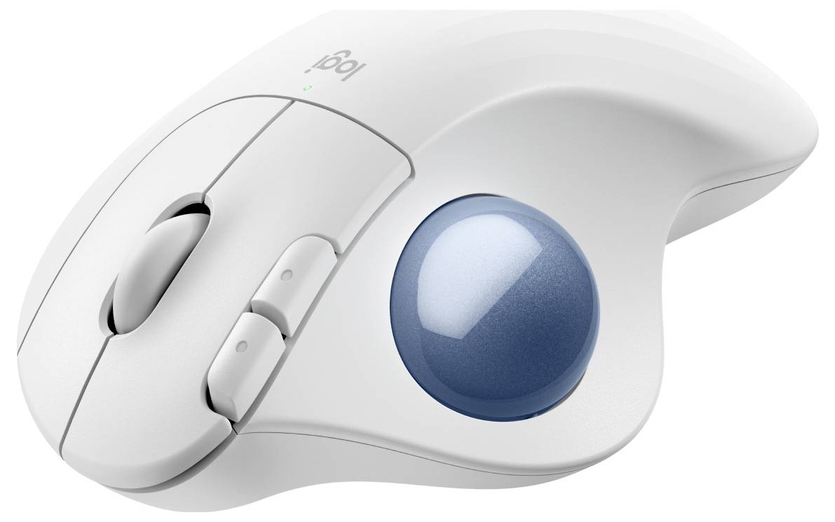 Logitech ERGO M575S Trackball Bluetooth®, Kabellos Blau, Weiß 5 Tasten 2000 dpi Daumenrad, mit Trackball, Geräuscharme Tasten