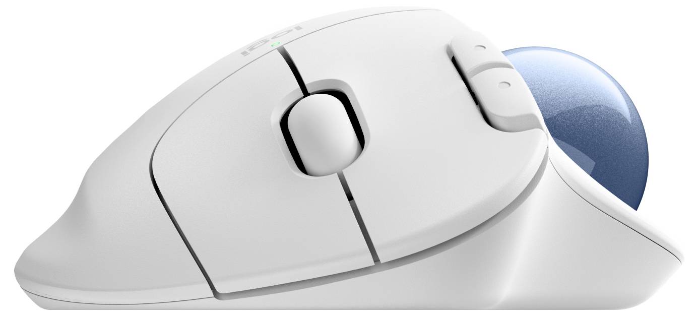 Logitech ERGO M575S Trackball Bluetooth®, Kabellos Blau, Weiß 5 Tasten 2000 dpi Daumenrad, mit Trackball, Geräuscharme Tasten