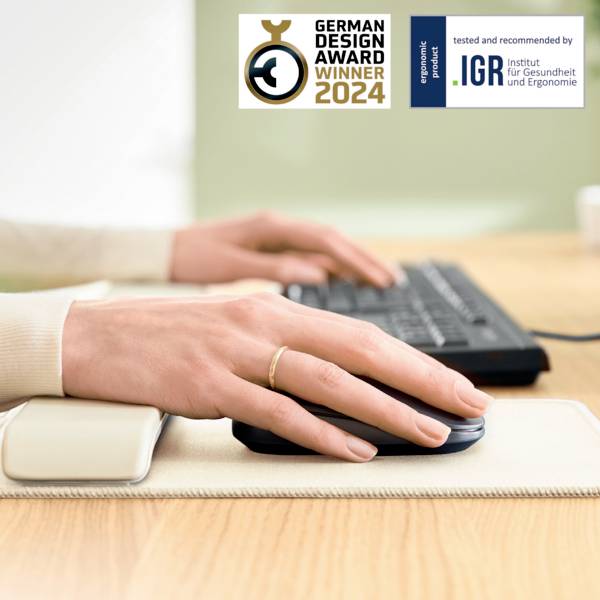 Leitz Ergo Mauspad Grau, Einfarbig, Handgelenkauflage, Anti-Rutsch-Basis Mauspad Ergonomisch Grau