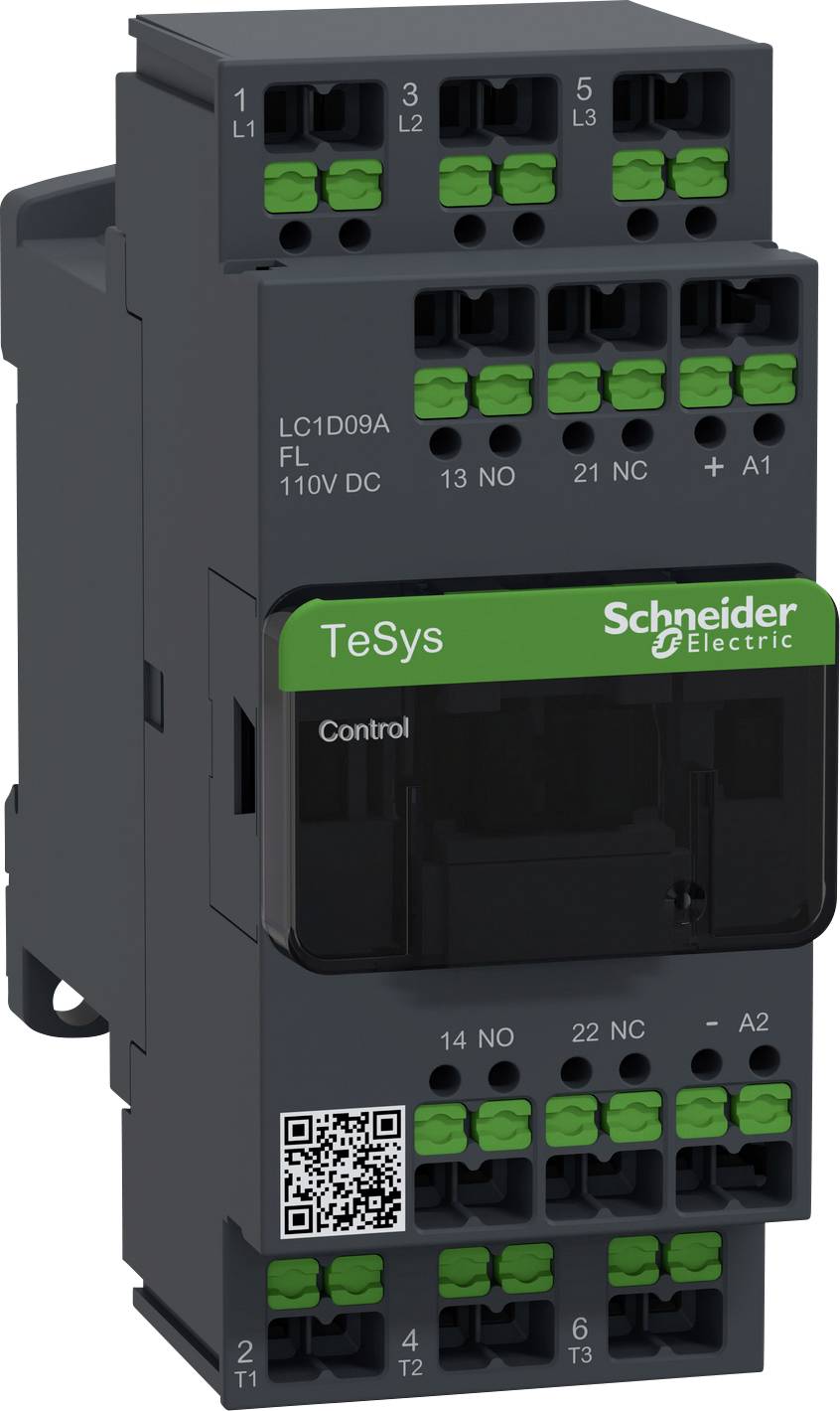 Ein Schütz von Schneider Electric, Modell 'TeSys', mit mehreren Anschlüssen für elektrische Verbindungen.