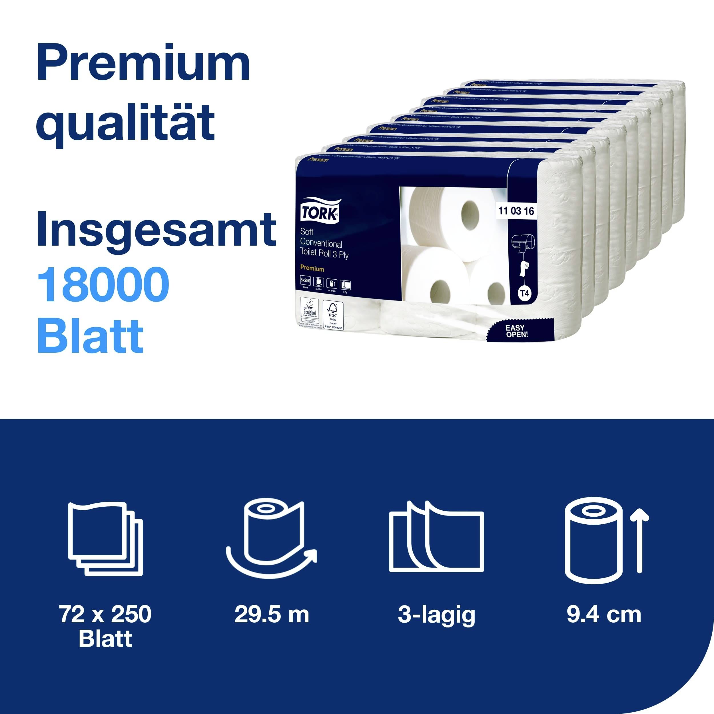 TORK Toilettenpapier T4-System Kleinrollen ToilettPapier weich 3-lag T4 110316 Anzahl der Lagen: 3 lagig 72St.