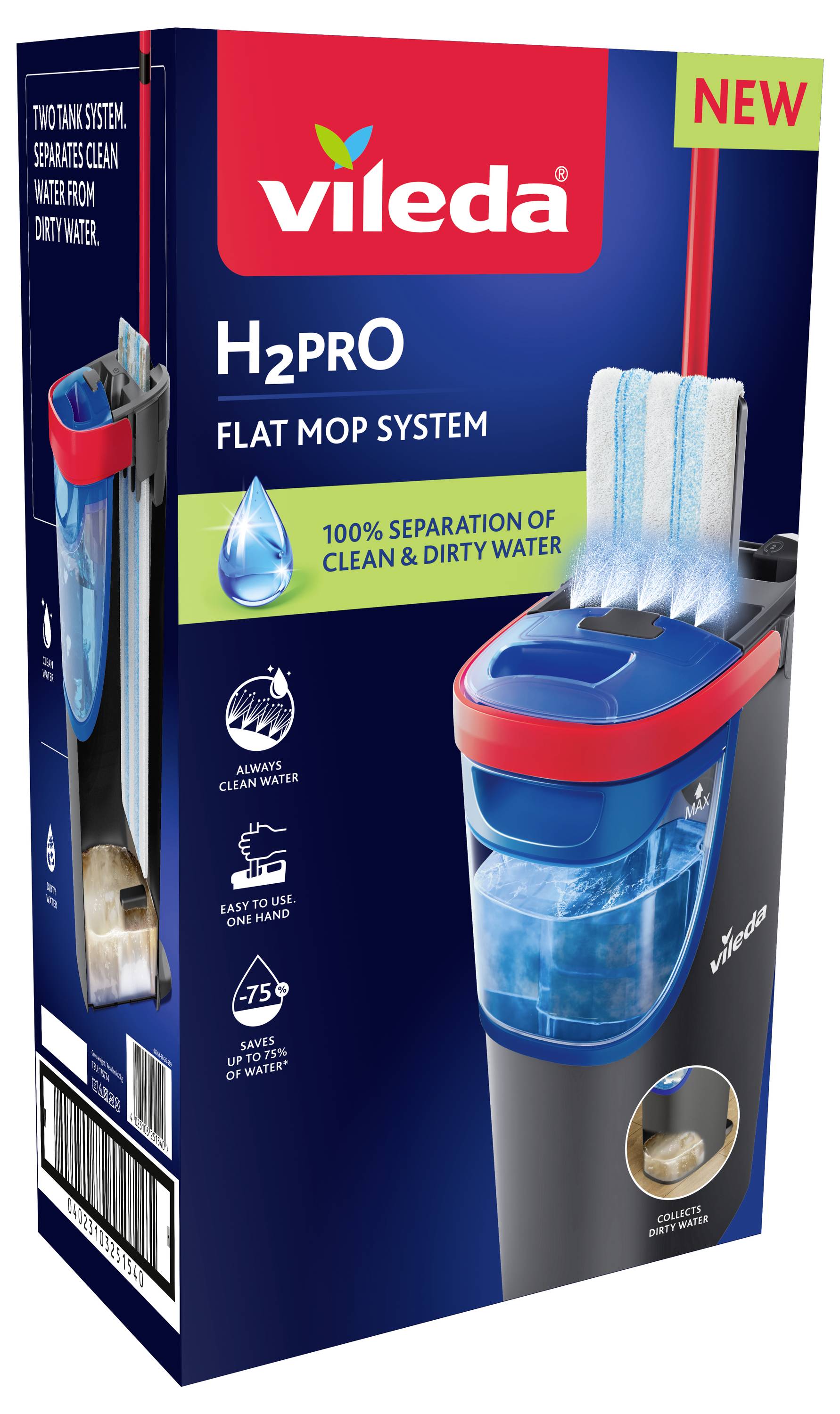 Vileda 175775 H2PRO Flat Mop Bodenwischer 1 St.