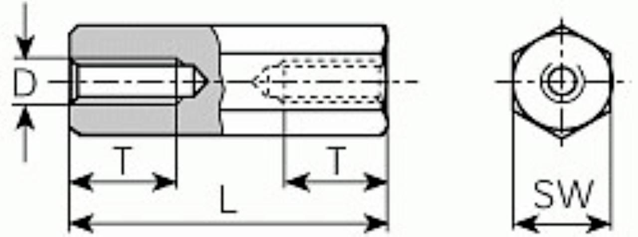 Vogt Verbindungstechnik m30030.00.65M 3x30x5x10 Ms ni Abstandsbolzen Messing
