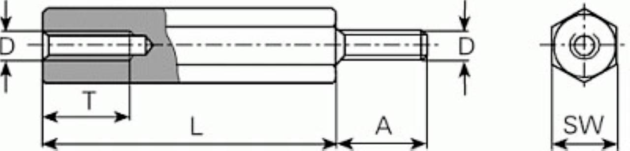 Vogt Verbindungstechnik m40015.01.65M 4x15x7x10x8 Ms ni Abstandsbolzen Messing